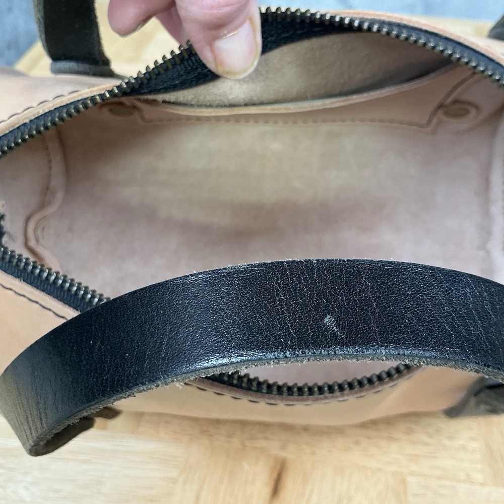 Go Forth Goods Mini Jane Crossbody Bag Natural Veg Tan & Black Strap/Trim Purse - Picture 12 of 16